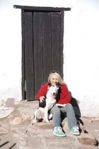 Heather on the farm with Border Collie Blue low res